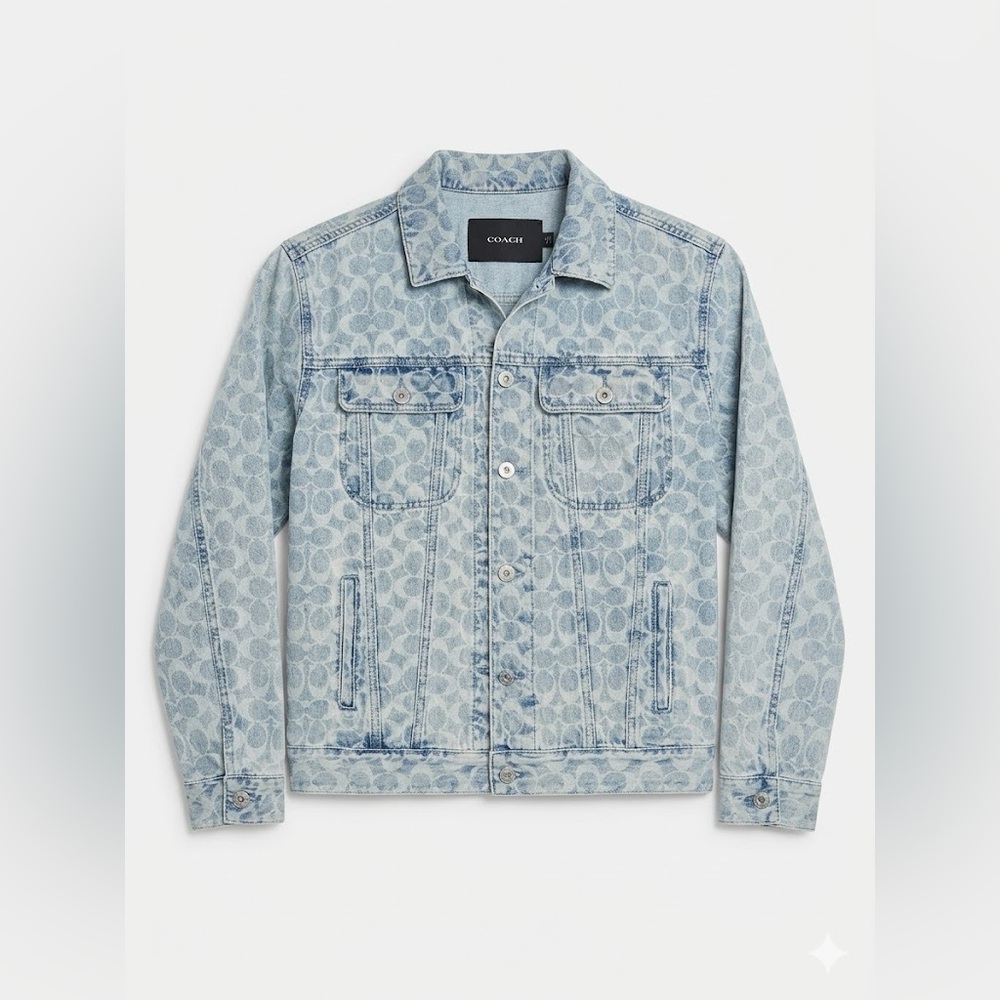 COACH Signature Monogram Denim Jacket Light Wash Men’s Size Small S | Like New
